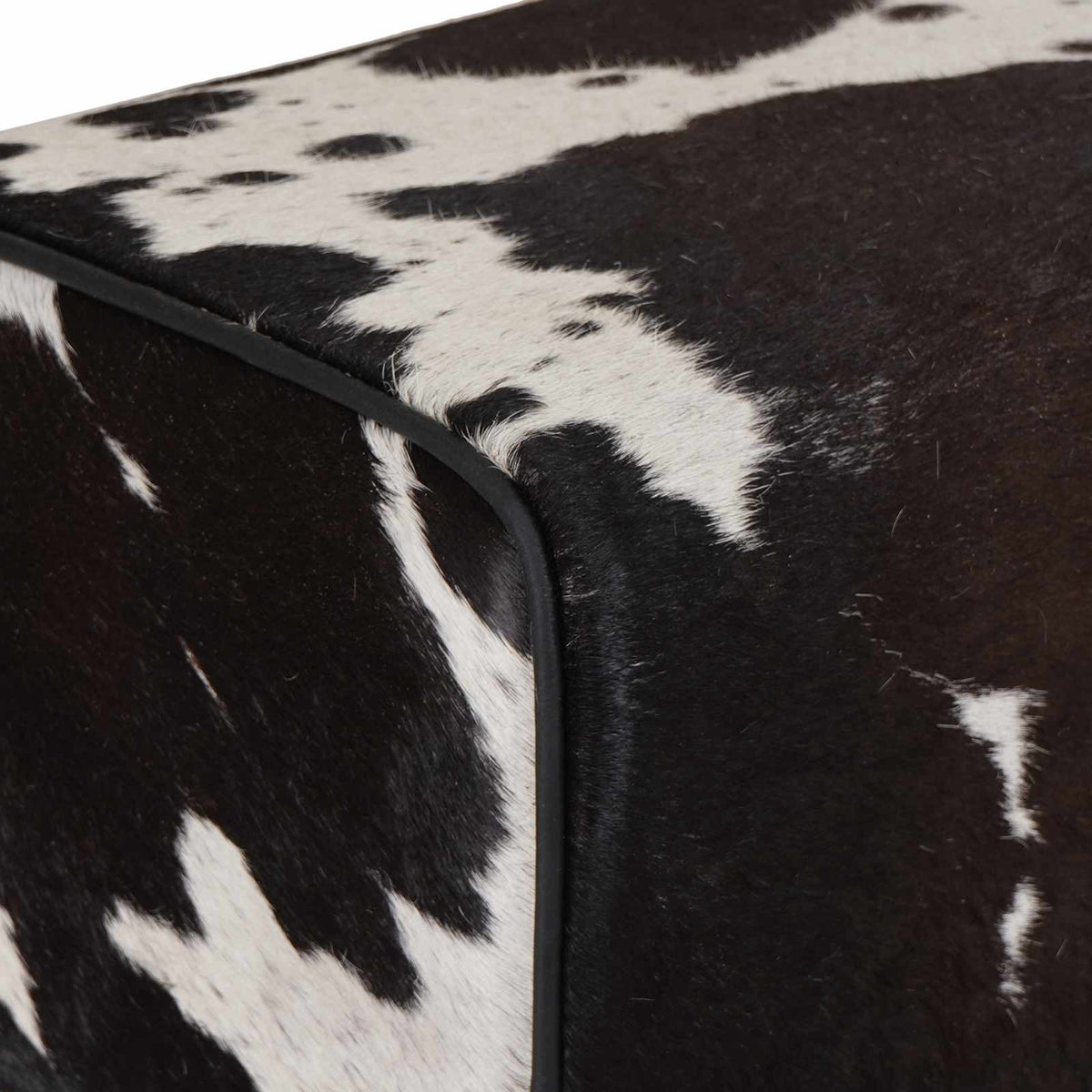 vidaXL Bench 110 x 30 x 45 cm Real Leather Black and White