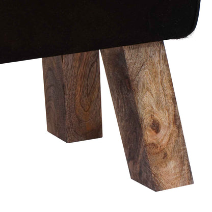 vidaXL Bench 110 x 30 x 45 cm Real Leather Black and White