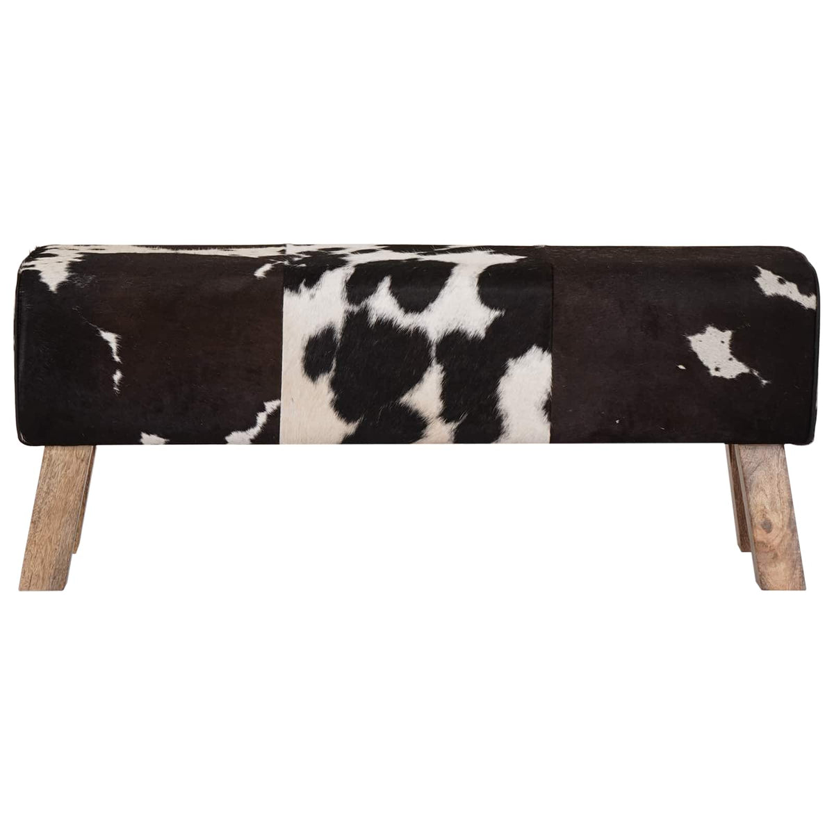 vidaXL Bench 110 x 30 x 45 cm Real Leather Black and White
