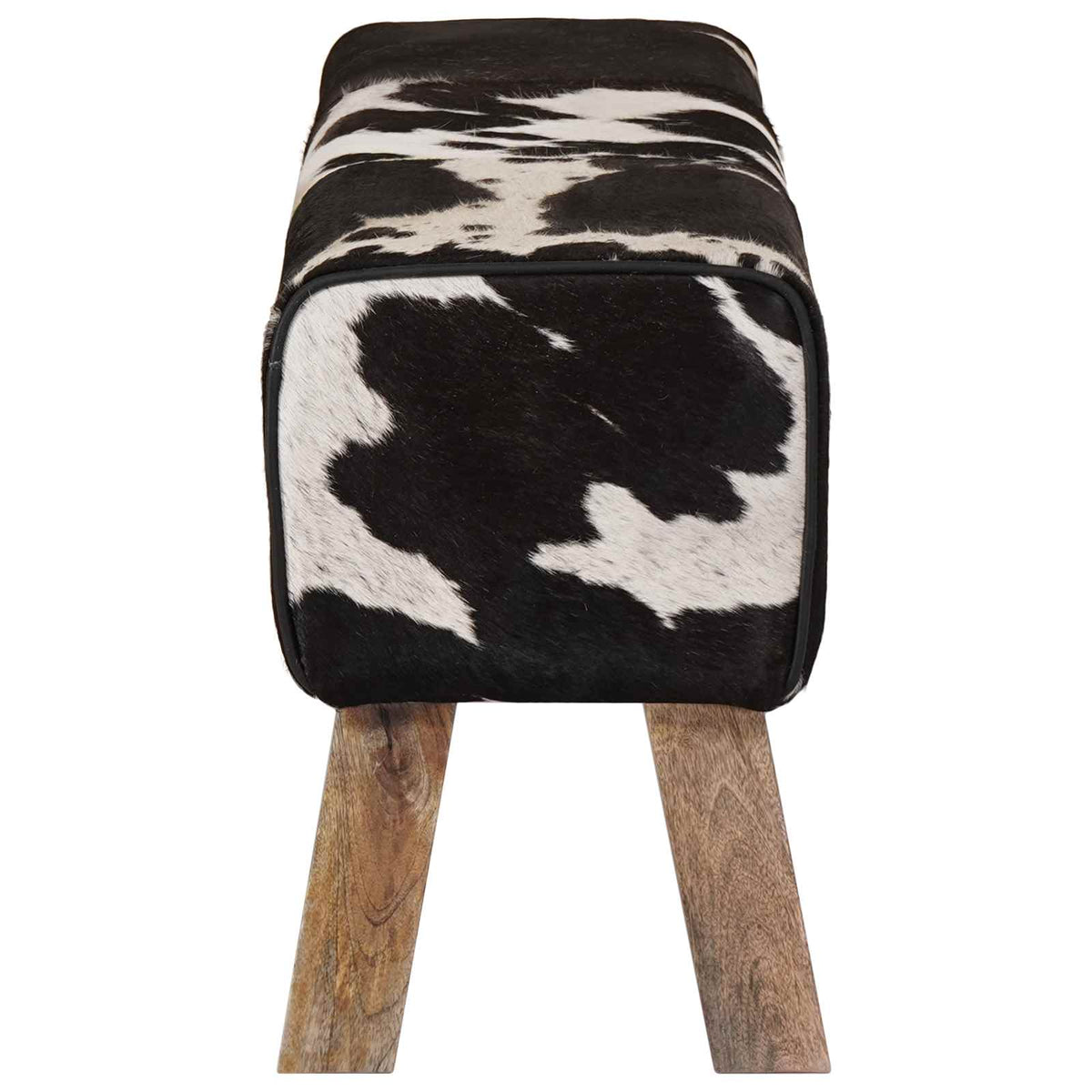 vidaXL Bench 110 x 30 x 45 cm Real Leather Black and White