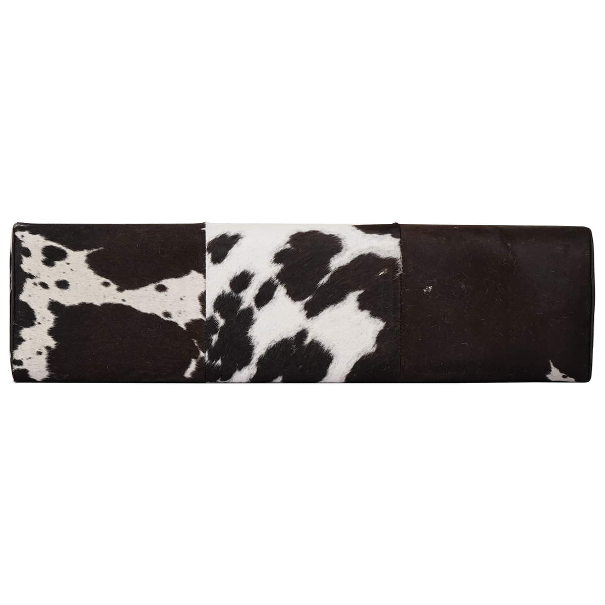 vidaXL Bench 110 x 30 x 45 cm Real Leather Black and White