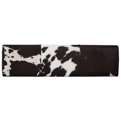 vidaXL Bench 110 x 30 x 45 cm Real Leather Black and White