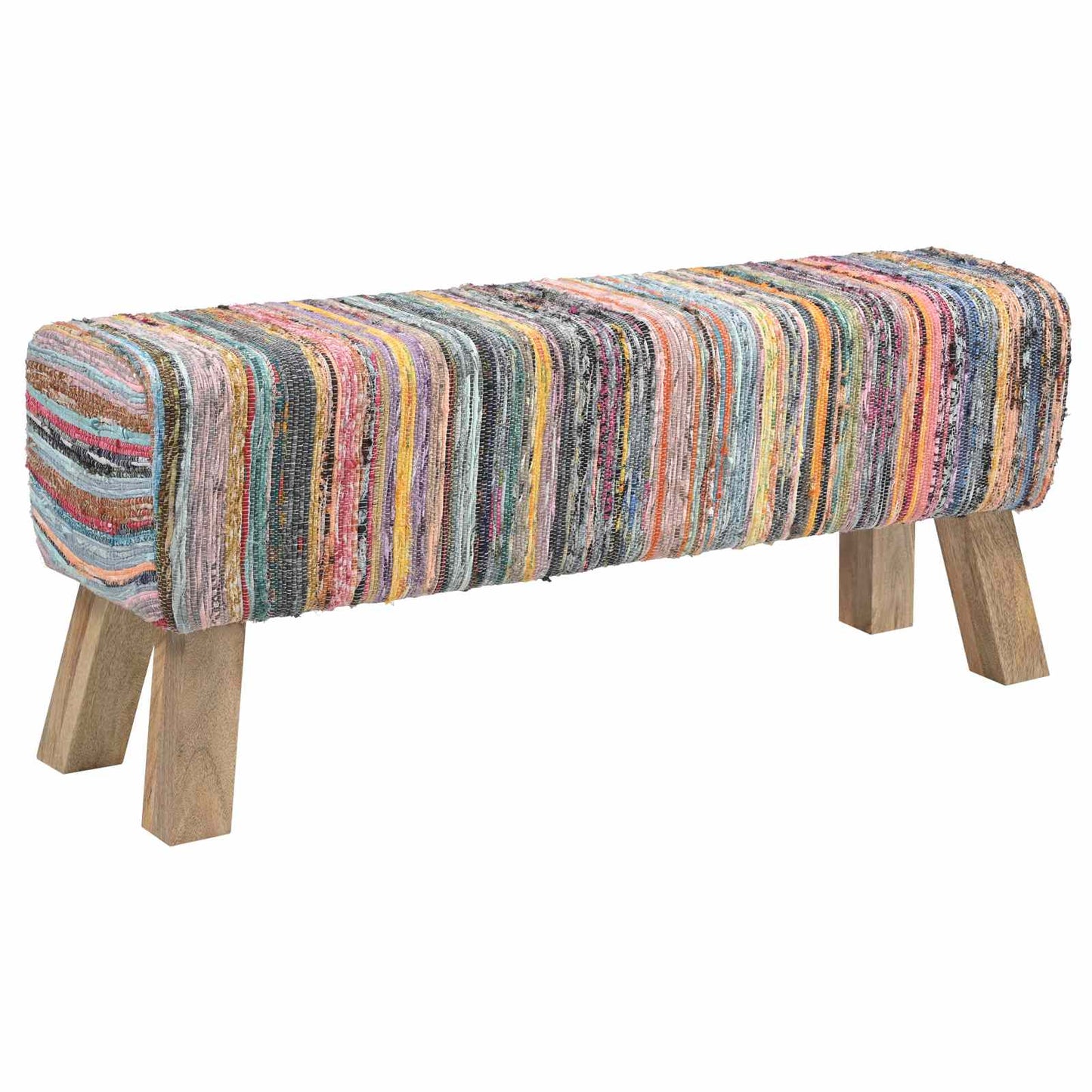vidaXL Bench 110 x 30 x 45 cm Real Leather Multicolour
