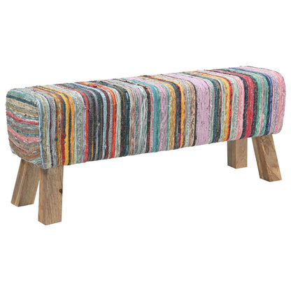 vidaXL Bench 110 x 30 x 45 cm Real Leather Multicolour