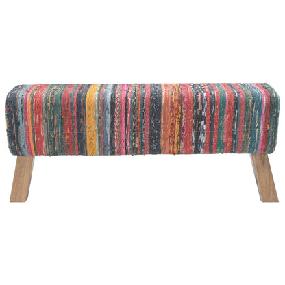 vidaXL Bench 110 x 30 x 45 cm Real Leather Multicolour