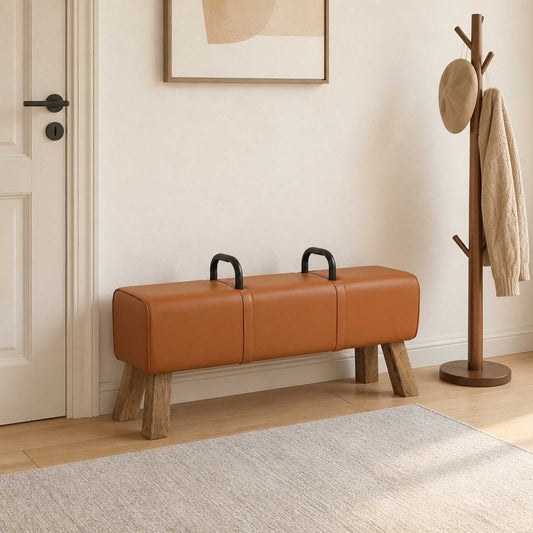 vidaXL Bench Brown 110 x 30 x 45 cm Real Leather
