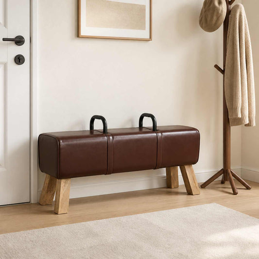 vidaXL Bench Dark Brown 110 x 30 x 45 cm Real Leather
