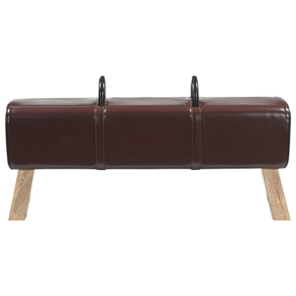 vidaXL Bench Dark Brown 110 x 30 x 45 cm Real Leather