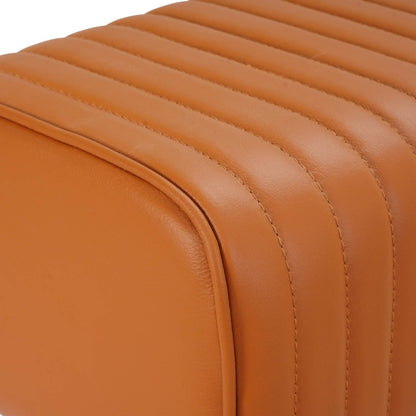 vidaXL Bench 110 x 30 x 45 cm Real Leather Brown