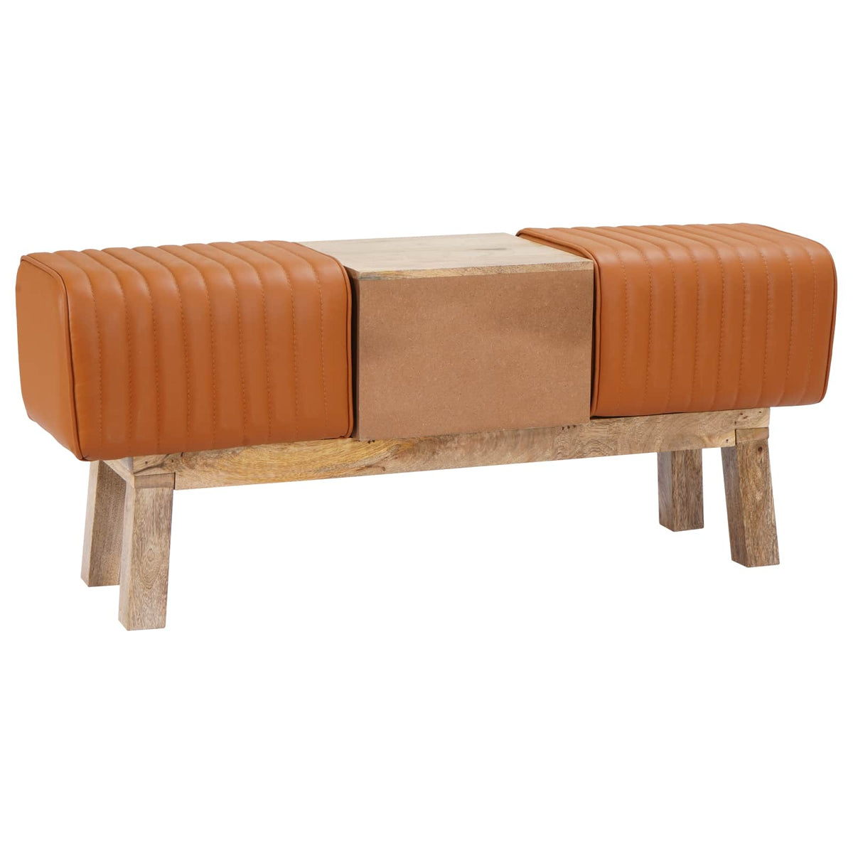 vidaXL Bench 110 x 30 x 45 cm Real Leather Brown