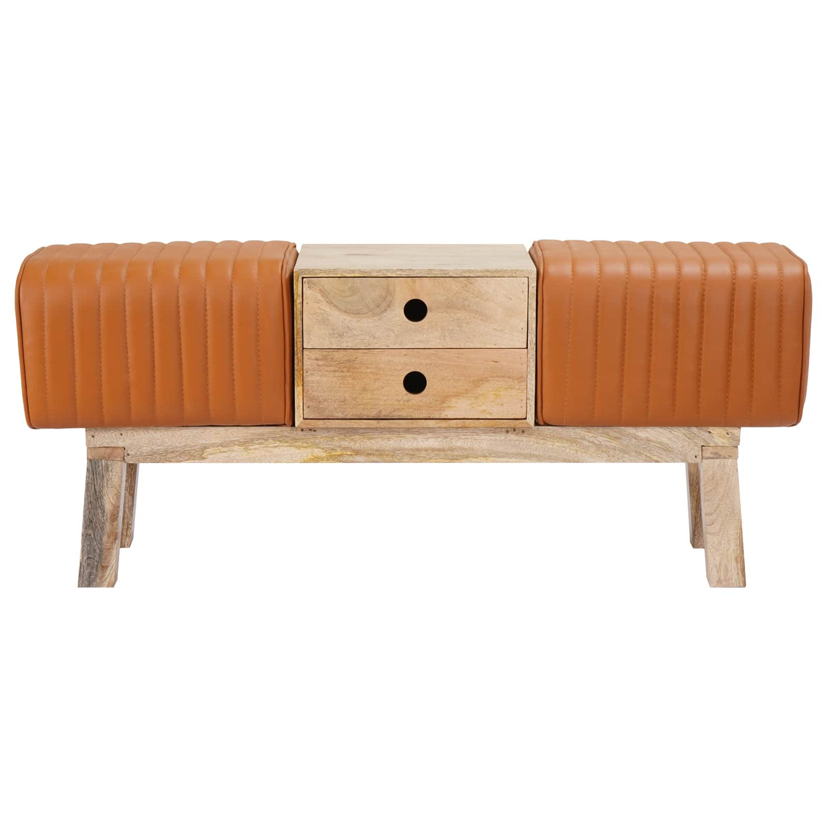 vidaXL Bench 110 x 30 x 45 cm Real Leather Brown