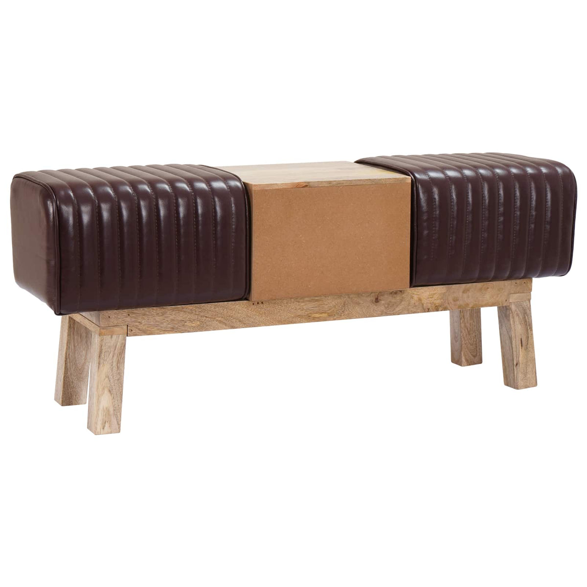 vidaXL Bench 110 x 30 x 45 cm Real Leather Dark Brown