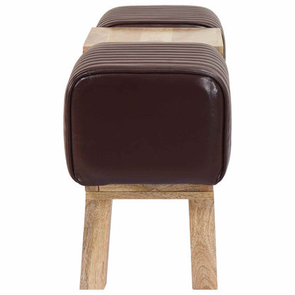 vidaXL Bench 110 x 30 x 45 cm Real Leather Dark Brown