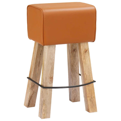 vidaXL Bar Stool 2 pcs Brown 44 x 33 x 74 cm Real Leather