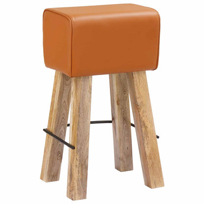 vidaXL Bar Stool 2 pcs Brown 44 x 33 x 74 cm Real Leather