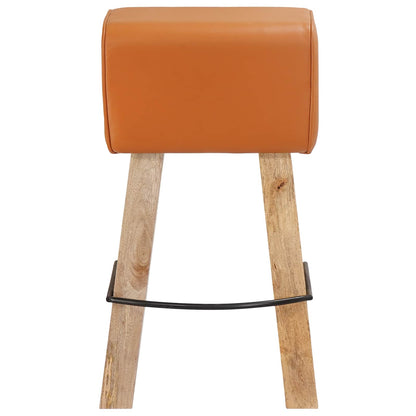 vidaXL Bar Stool 2 pcs Brown 44 x 33 x 74 cm Real Leather
