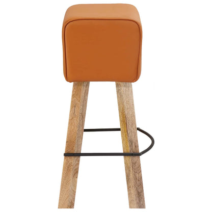 vidaXL Bar Stool 2 pcs Brown 44 x 33 x 74 cm Real Leather
