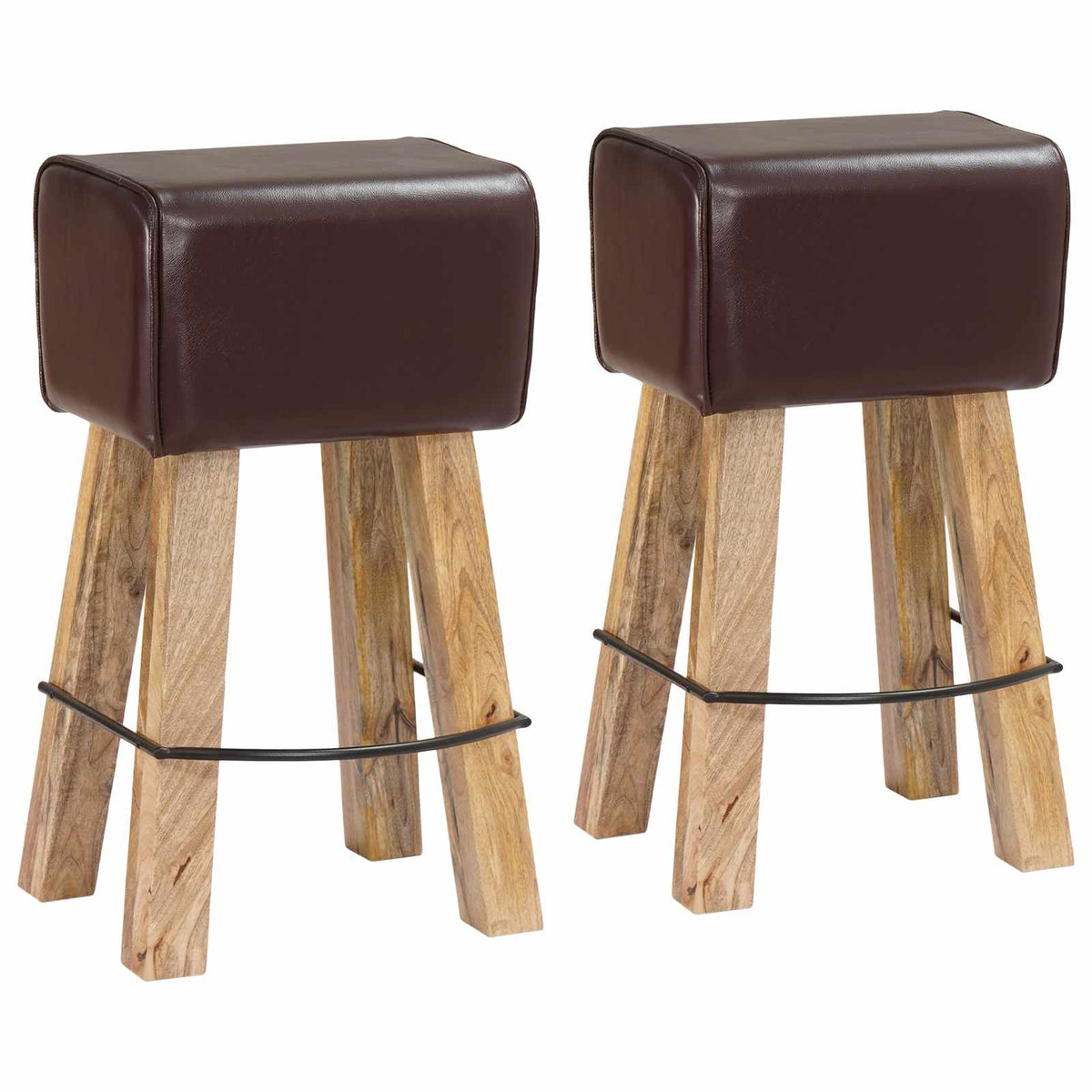 vidaXL Bar Stool 2 pcs Dark Brown 44 x 33 x 74 cm Real Leather