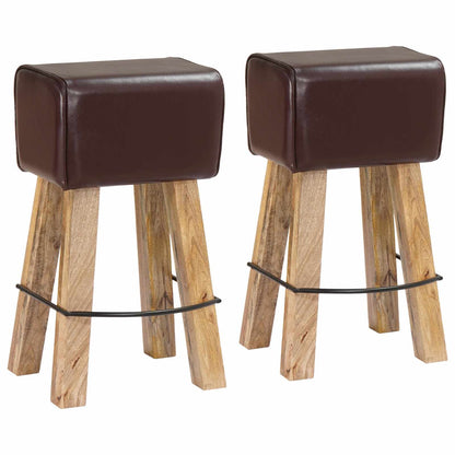 vidaXL Bar Stool 2 pcs Dark Brown 44 x 33 x 74 cm Real Leather