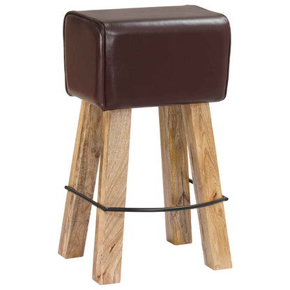 vidaXL Bar Stool 2 pcs Dark Brown 44 x 33 x 74 cm Real Leather