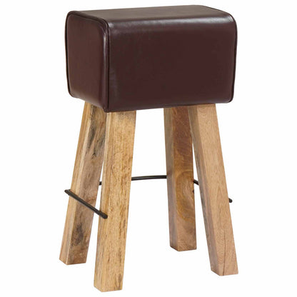 vidaXL Bar Stool 2 pcs Dark Brown 44 x 33 x 74 cm Real Leather