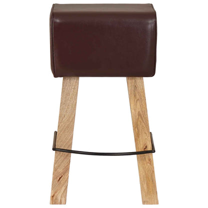 vidaXL Bar Stool 2 pcs Dark Brown 44 x 33 x 74 cm Real Leather