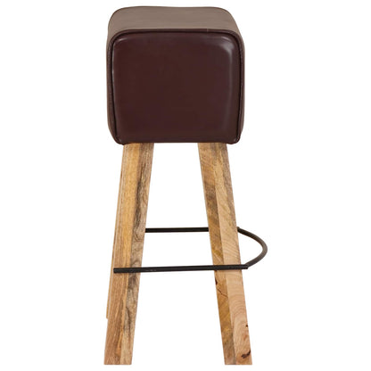vidaXL Bar Stool 2 pcs Dark Brown 44 x 33 x 74 cm Real Leather