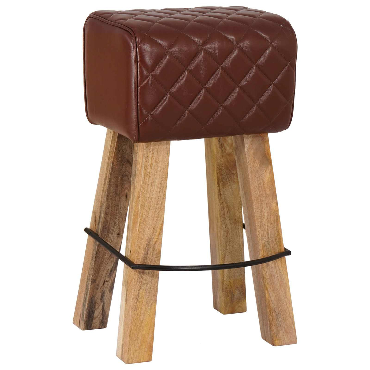 vidaXL Bar Stool 2 pcs Brown Diamond 44 x 33 x 74 cm Real Leather