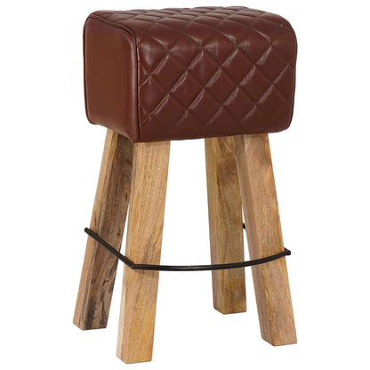 vidaXL Bar Stool 2 pcs Brown Diamond 44 x 33 x 74 cm Real Leather