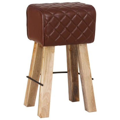 vidaXL Bar Stool 2 pcs Brown Diamond 44 x 33 x 74 cm Real Leather
