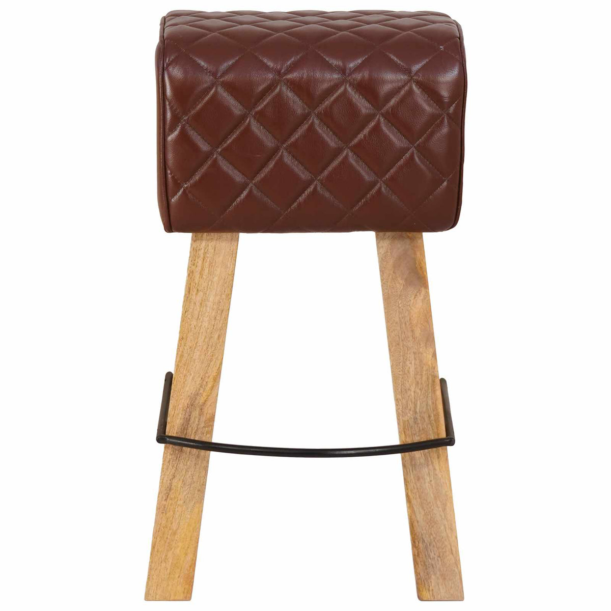 vidaXL Bar Stool 2 pcs Brown Diamond 44 x 33 x 74 cm Real Leather