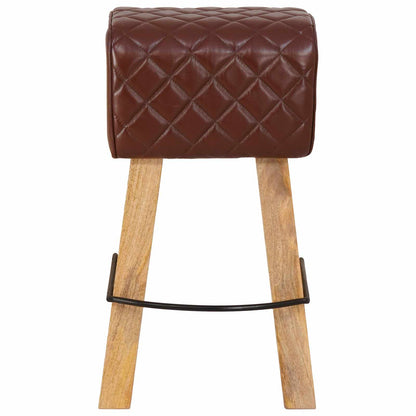 vidaXL Bar Stool 2 pcs Brown Diamond 44 x 33 x 74 cm Real Leather