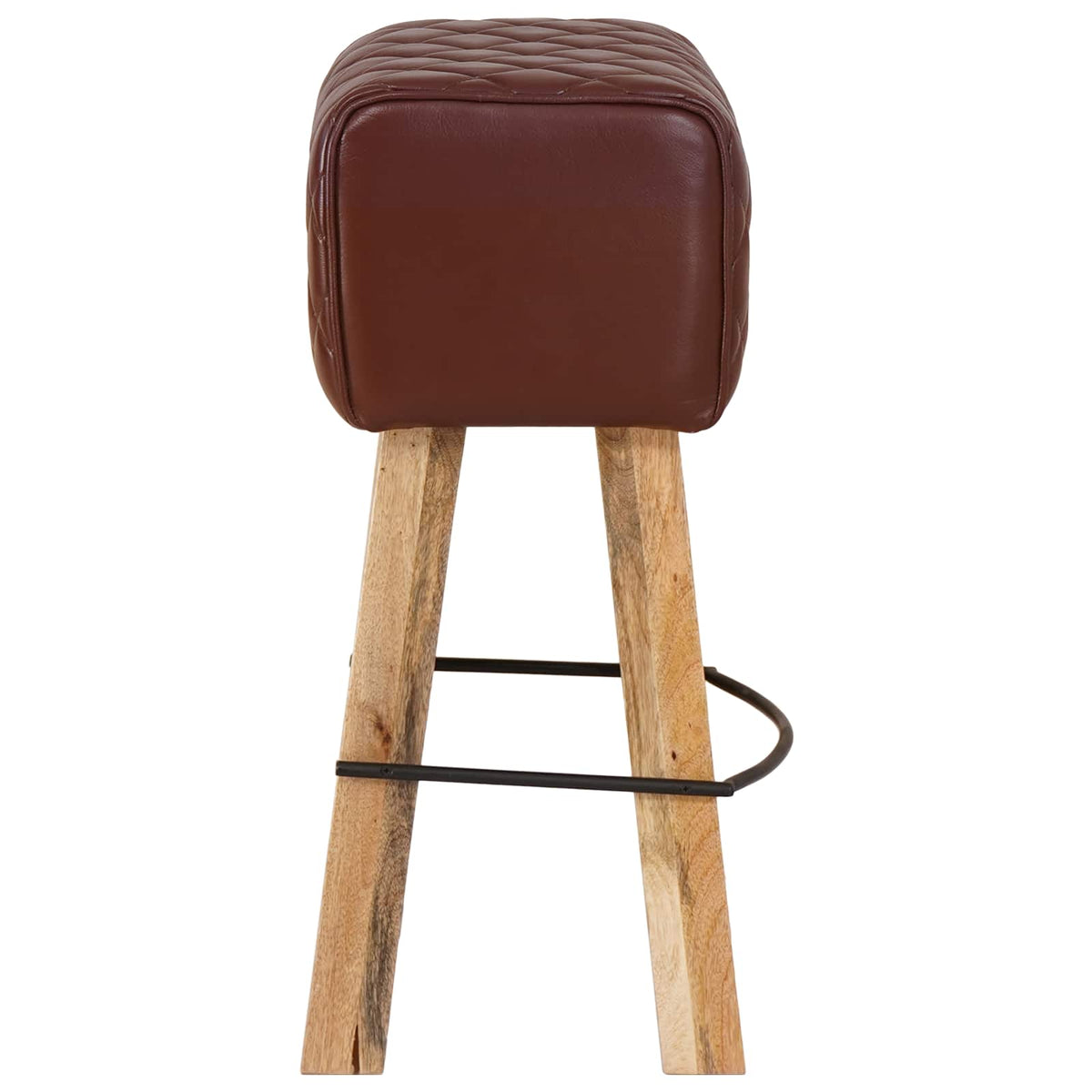 vidaXL Bar Stool 2 pcs Brown Diamond 44 x 33 x 74 cm Real Leather