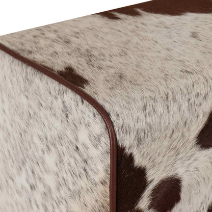 vidaXL Bar Stool 2 pcs Brown and White 44 x 33 x 74 cm Real Leather