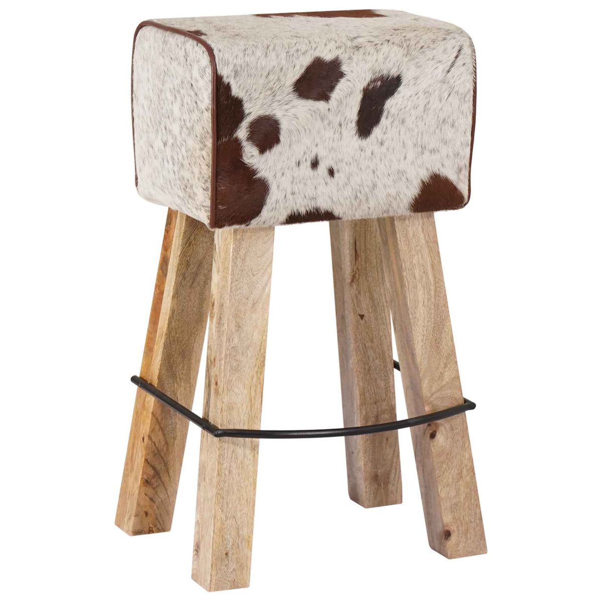 vidaXL Bar Stool 2 pcs Brown and White 44 x 33 x 74 cm Real Leather
