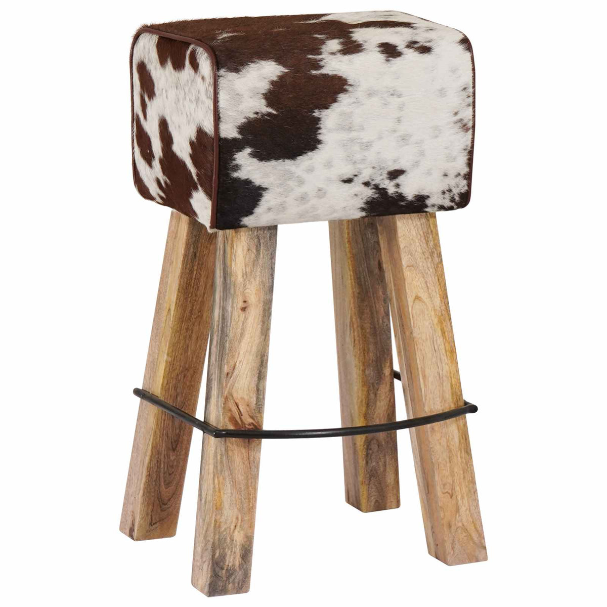 vidaXL Bar Stool 2 pcs Brown and White 44 x 33 x 74 cm Real Leather