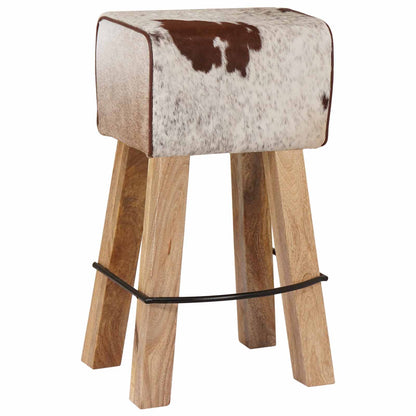 vidaXL Bar Stool 2 pcs Brown and White 44 x 33 x 74 cm Real Leather