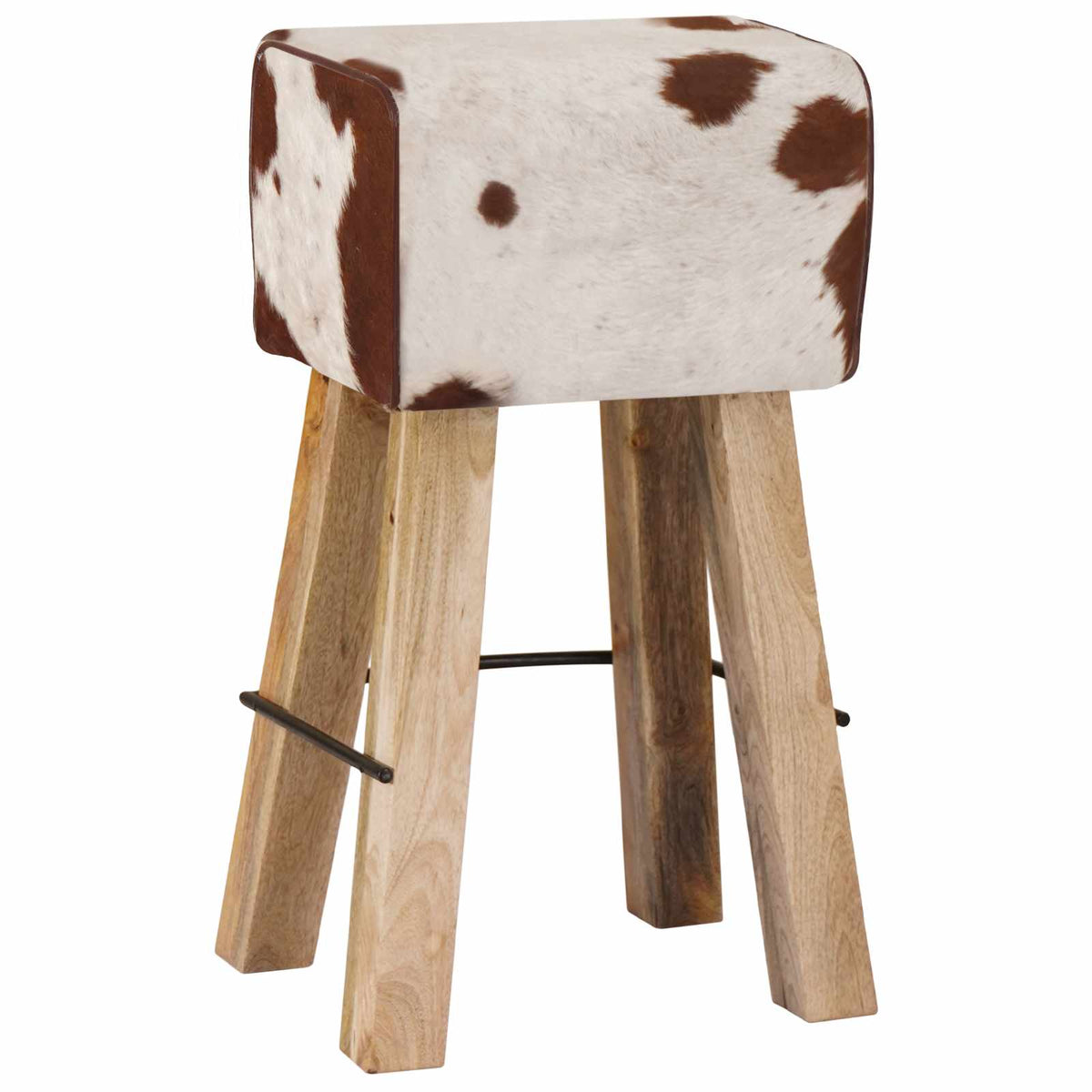 vidaXL Bar Stool 2 pcs Brown and White 44 x 33 x 74 cm Real Leather