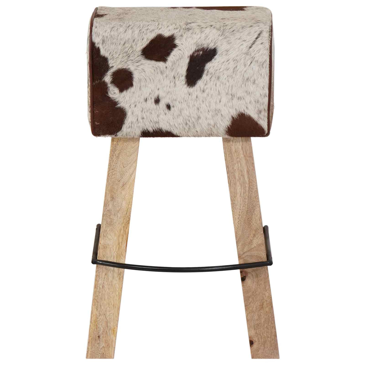 vidaXL Bar Stool 2 pcs Brown and White 44 x 33 x 74 cm Real Leather