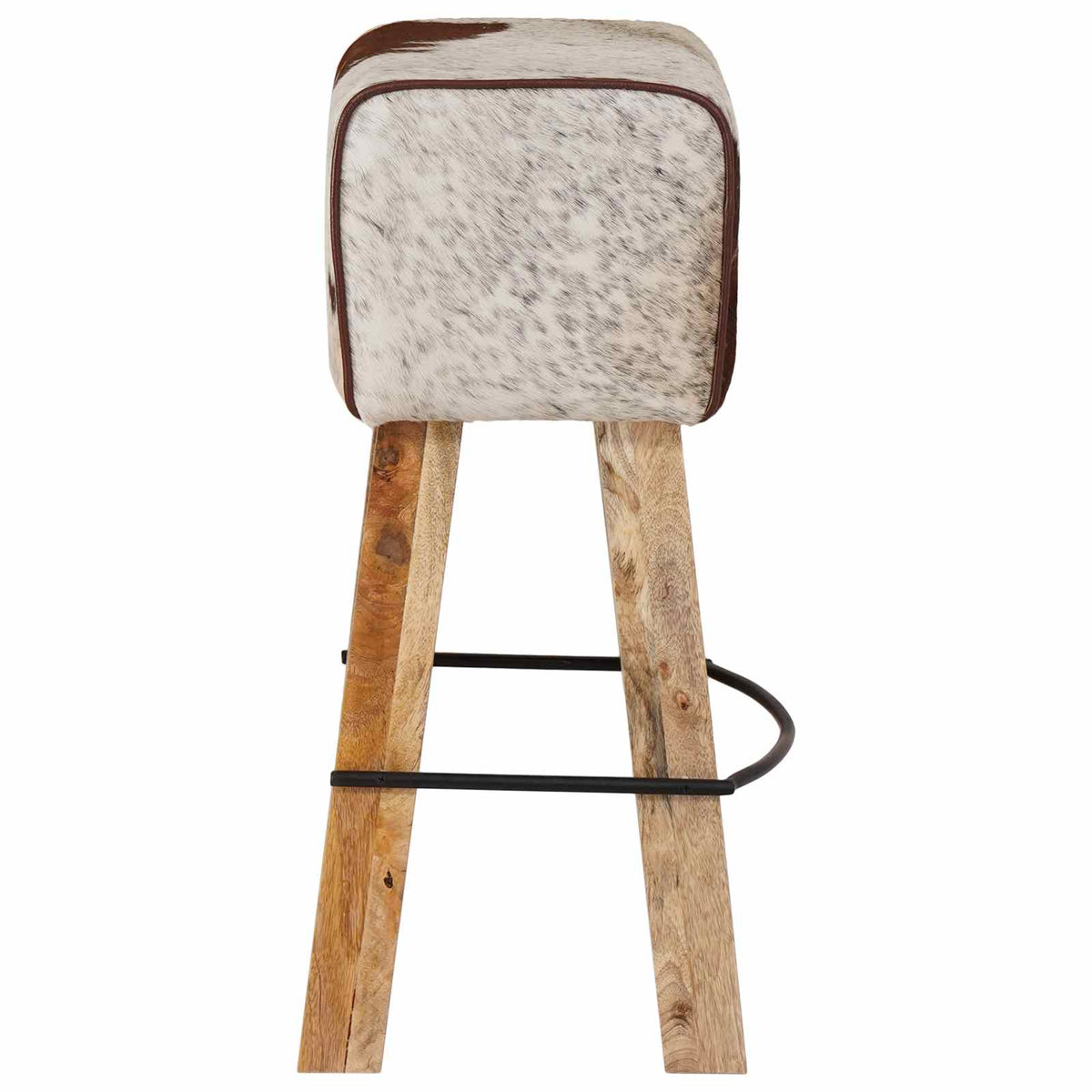 vidaXL Bar Stool 2 pcs Brown and White 44 x 33 x 74 cm Real Leather