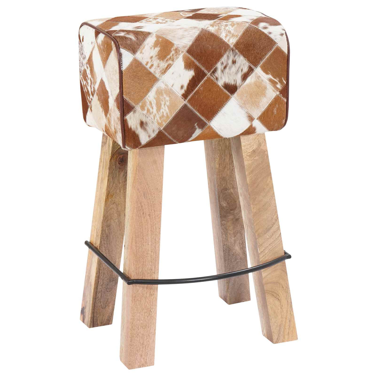 vidaXL Bar Stool 2 pcs Brown Patchwork 44 x 33 x 74 cm Real Leather