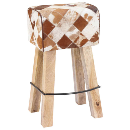 vidaXL Bar Stool 2 pcs Brown Patchwork 44 x 33 x 74 cm Real Leather