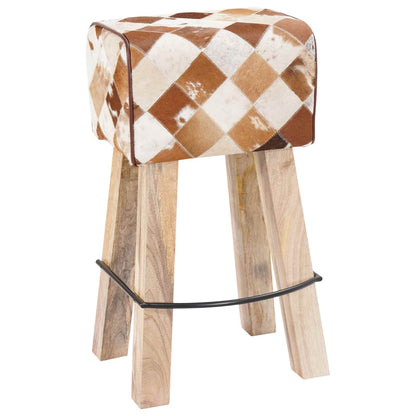 vidaXL Bar Stool 2 pcs Brown Patchwork 44 x 33 x 74 cm Real Leather
