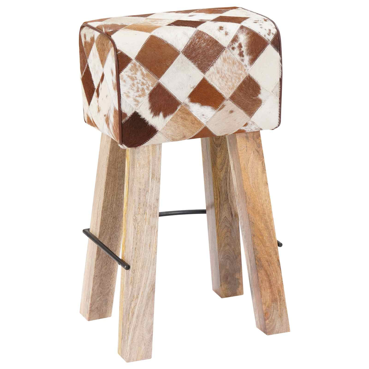 vidaXL Bar Stool 2 pcs Brown Patchwork 44 x 33 x 74 cm Real Leather