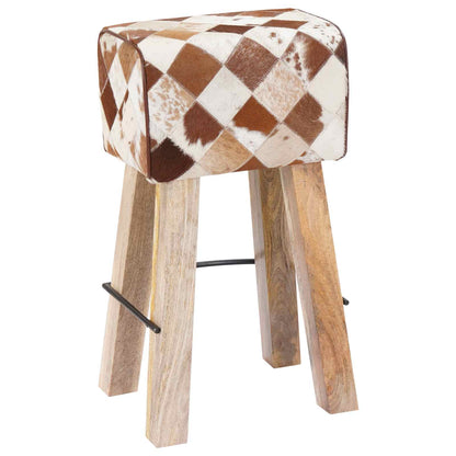 vidaXL Bar Stool 2 pcs Brown Patchwork 44 x 33 x 74 cm Real Leather