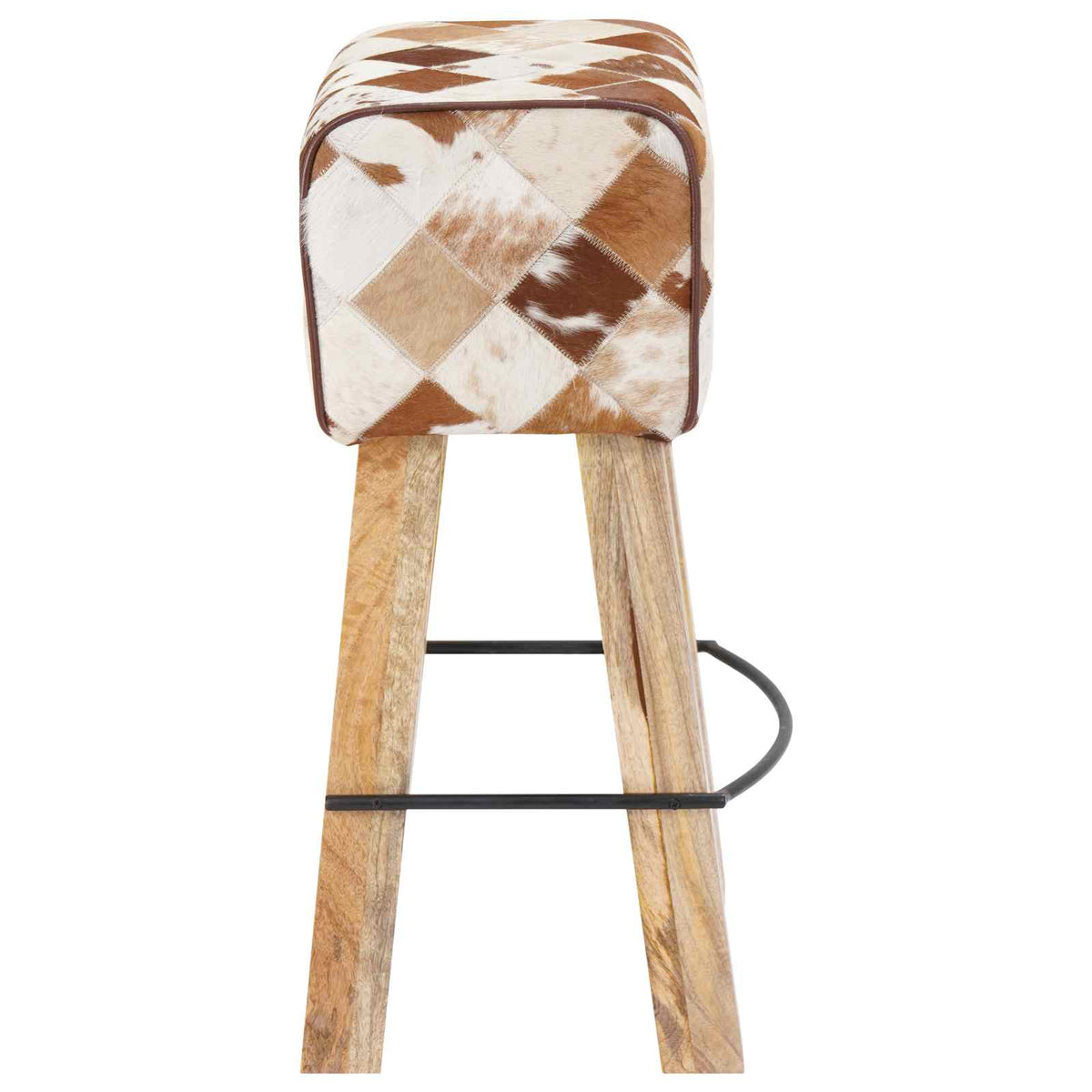 vidaXL Bar Stool 2 pcs Brown Patchwork 44 x 33 x 74 cm Real Leather