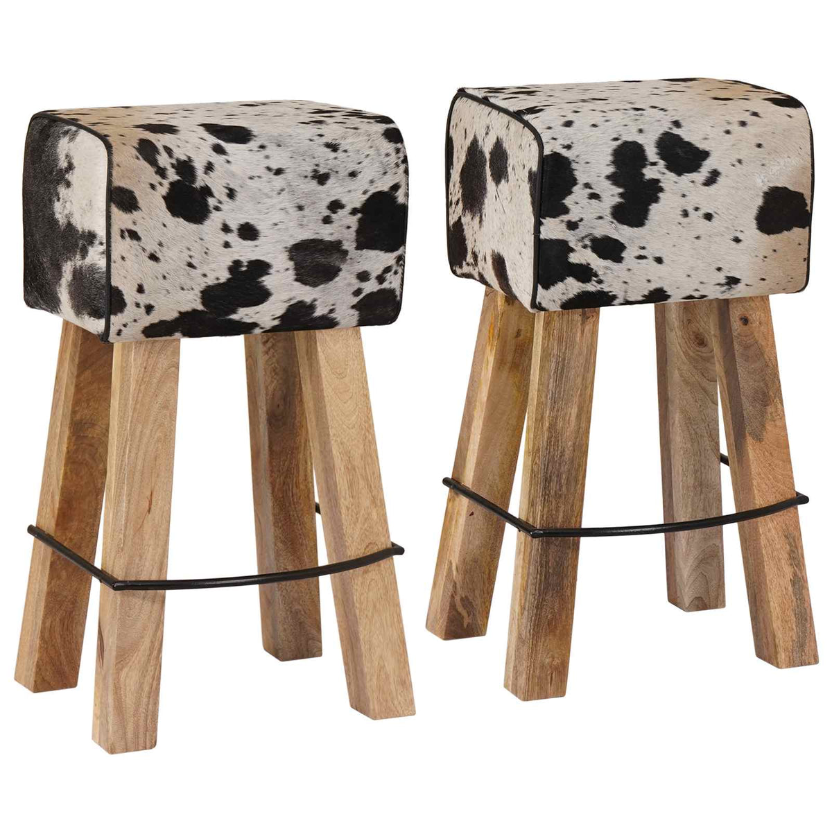 vidaXL Bar Stool 2 pcs Black and White 44 x 33 x 74 cm Real Leather