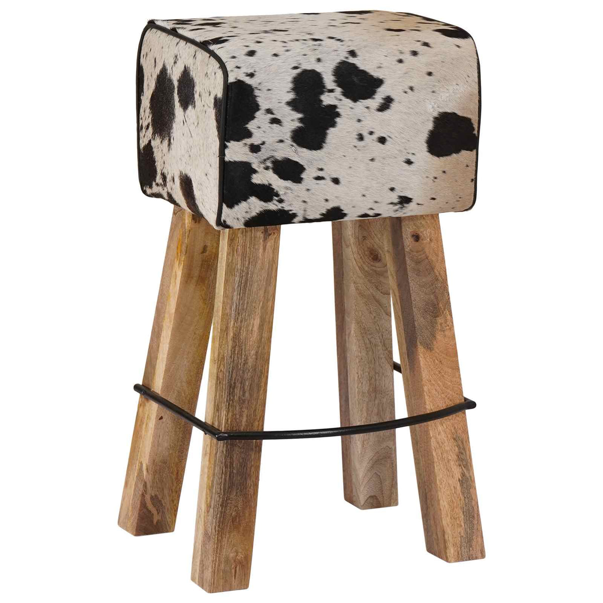 vidaXL Bar Stool 2 pcs Black and White 44 x 33 x 74 cm Real Leather