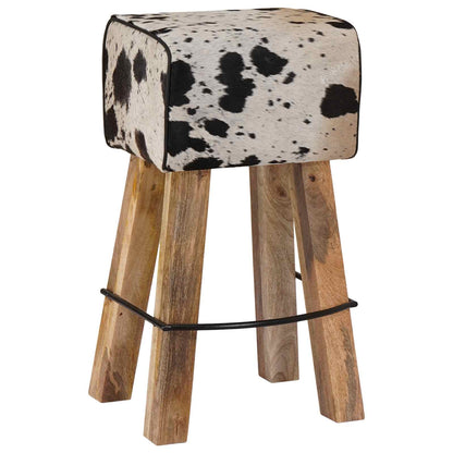 vidaXL Bar Stool 2 pcs Black and White 44 x 33 x 74 cm Real Leather