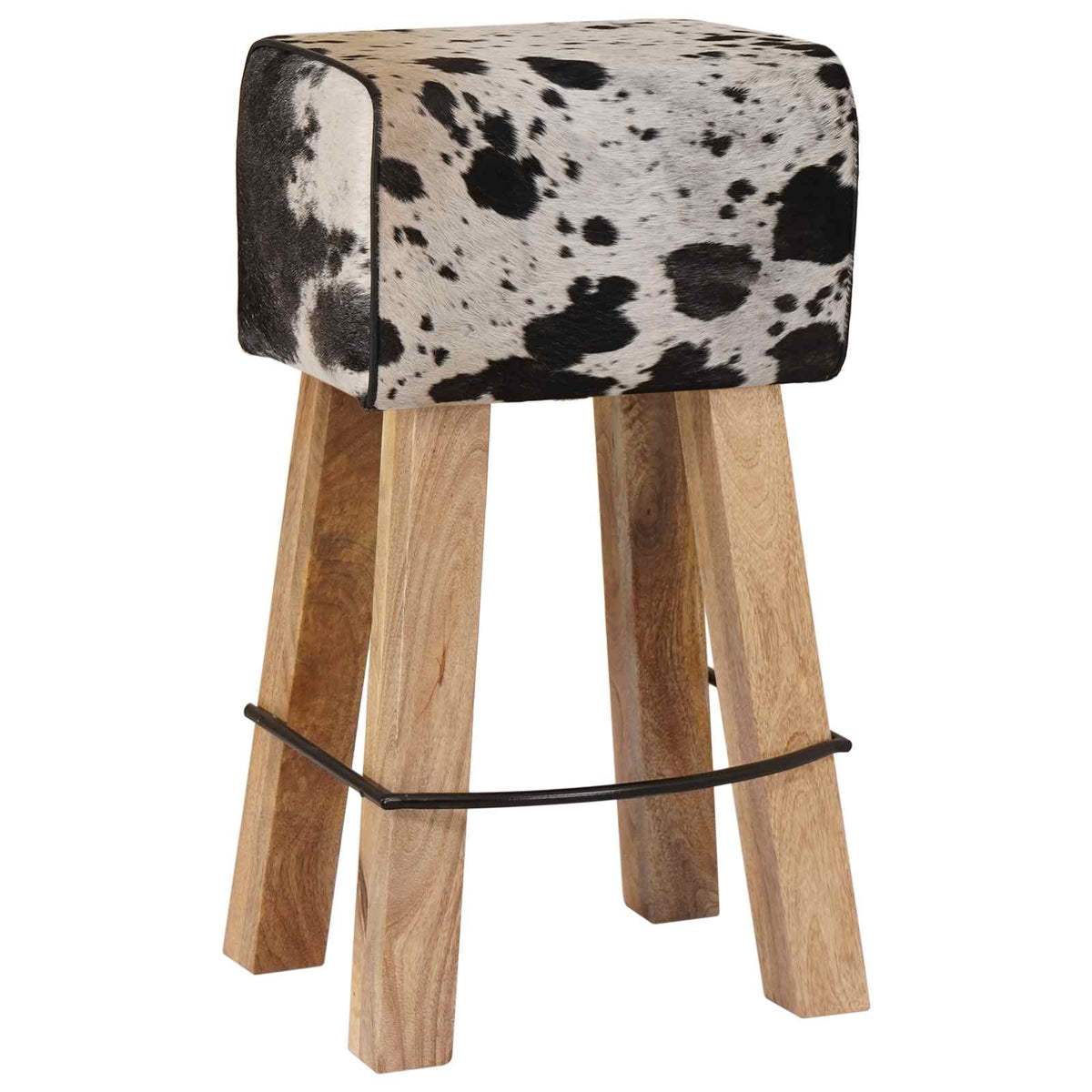 vidaXL Bar Stool 2 pcs Black and White 44 x 33 x 74 cm Real Leather